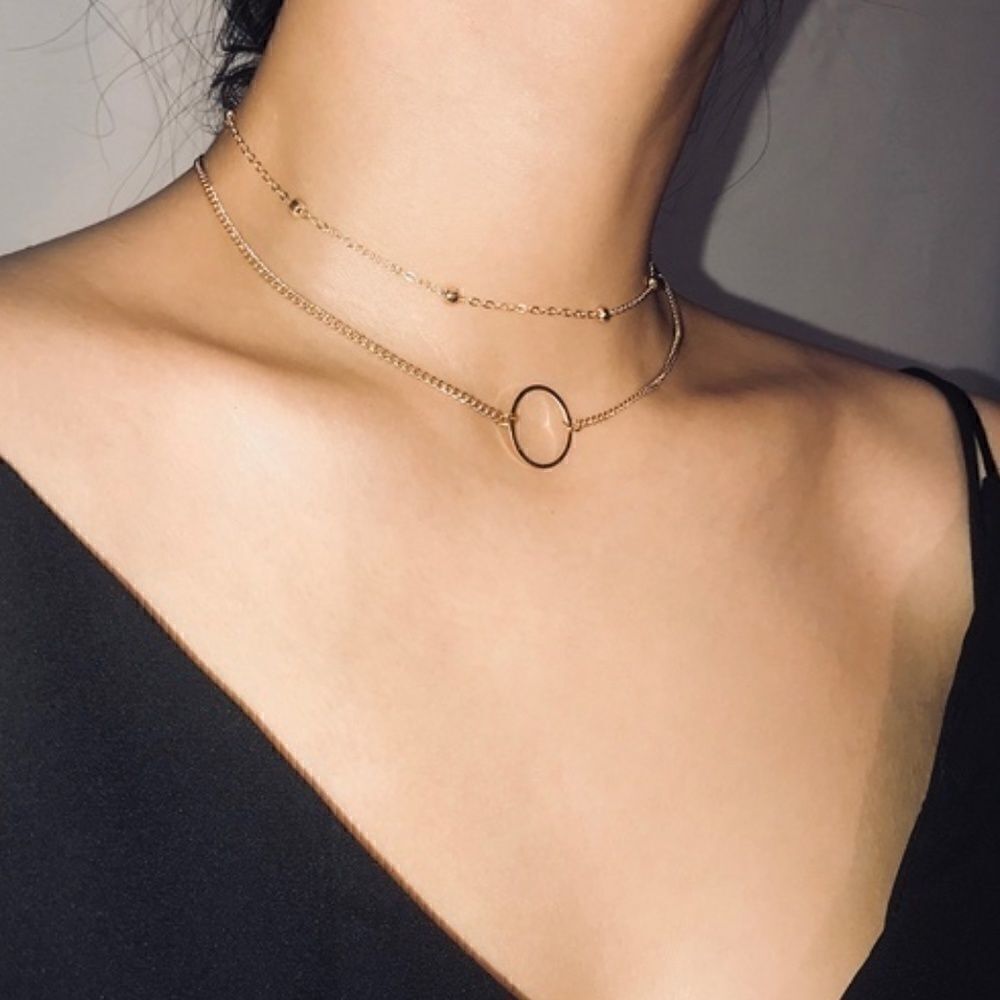 Bohemian Multilayer Circles Chain Choker Necklace